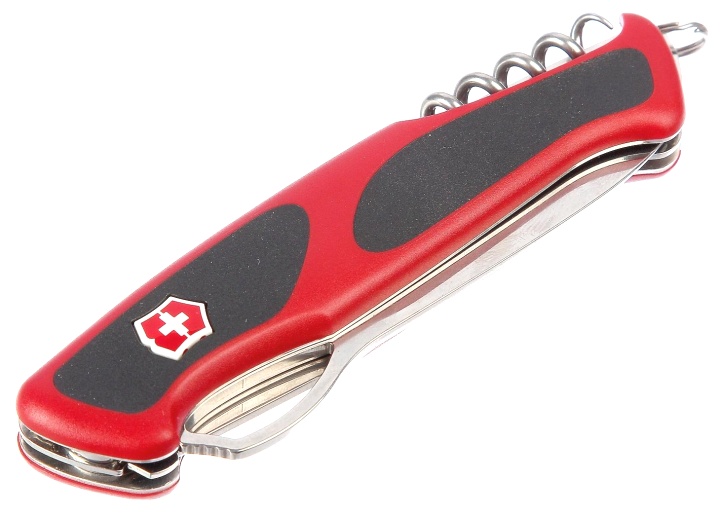 Нож Victorinox RangerGrip 78, 130 мм, 12 функций, с фиксатором лезвия, красный с черными вставками