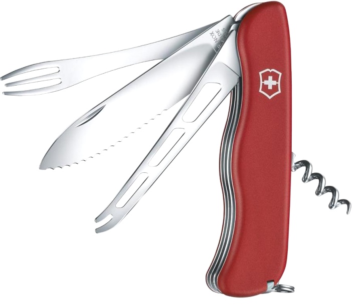  Нож перочинный Victorinox Cheese Master, 111 мм, 8 функций, с фиксатором лезвия, красный