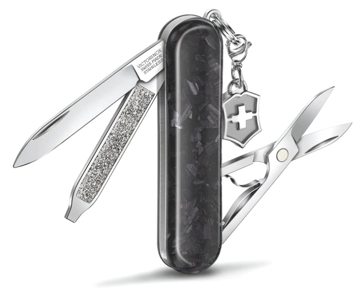  Нож перочинный Victorinox Classic Brilliant Carbon, 58мм., 5 функций, черный/серебристый, подар.коробка