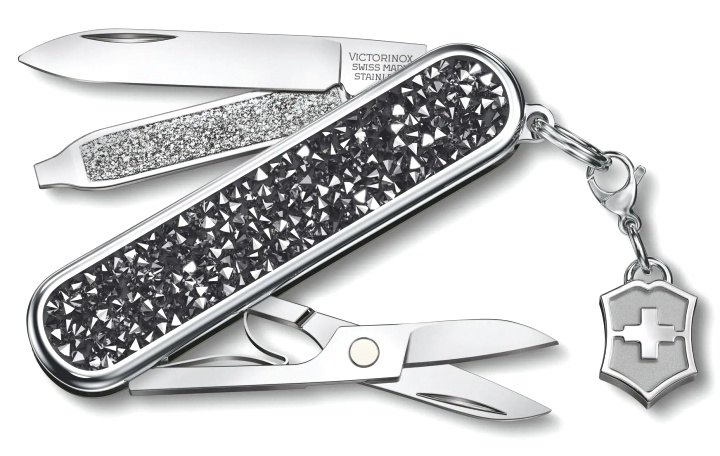  Нож перочинный Victorinox Classic Brilliant Crystal, 58мм., 5функц., черный/серебристый, подар.коробка