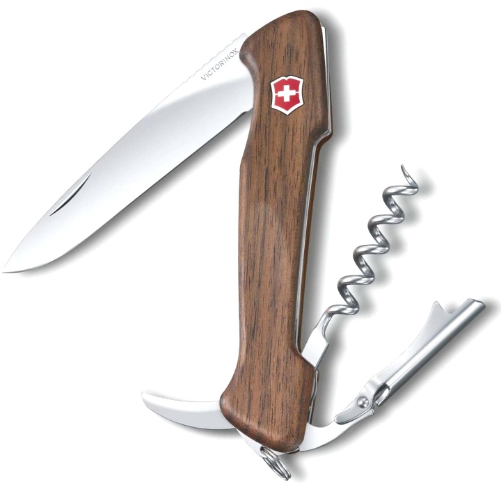 Нож Victorinox Wine Master, 130 мм, 6 функций, с фиксатором лезвия, оливковое дерево