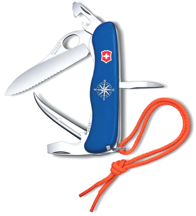 Нож Victorinox Skipper Pro, 111 мм, 12 функций, с фиксатором лезвия и шнурком, синий