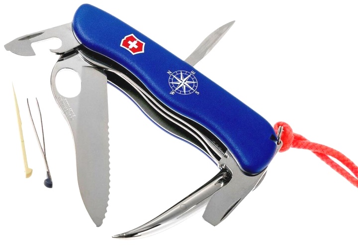 Нож Victorinox Skipper Pro, 111 мм, 12 функций, с фиксатором лезвия и шнурком, синий