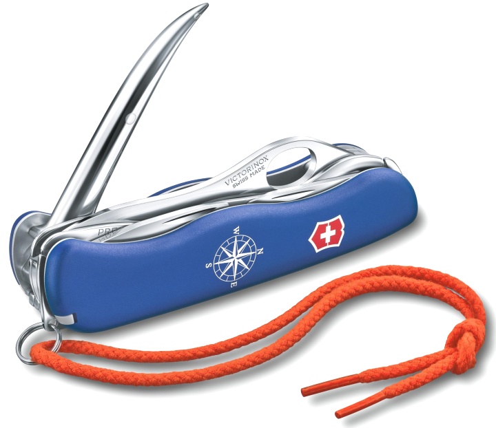 Нож Victorinox Skipper Pro, 111 мм, 12 функций, с фиксатором лезвия и шнурком, синий