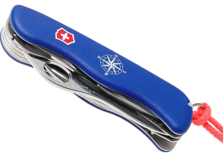 Нож Victorinox Skipper Pro, 111 мм, 12 функций, с фиксатором лезвия и шнурком, синий