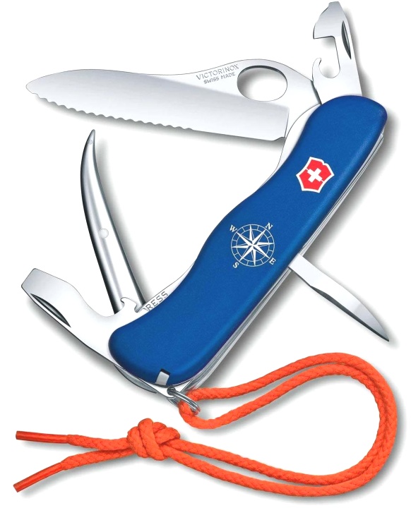 Нож Victorinox Skipper Pro, 111 мм, 12 функций, с фиксатором лезвия и шнурком, синий