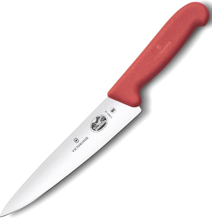 Нож Victorinox для разделки мяса и птицы, широкое лезвие с заостренным кончиком 25 см, красный