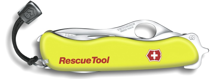 Нож Victorinox Rescue Tool One Hand, 111 мм, 14 функций, с фиксатором лезвия, желтый