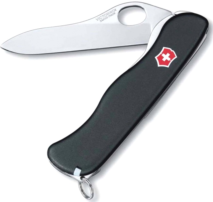 Нож Victorinox Sentinel One Hand belt-clip, 111 мм, 5 функции, с фиксатором лезвия, черный