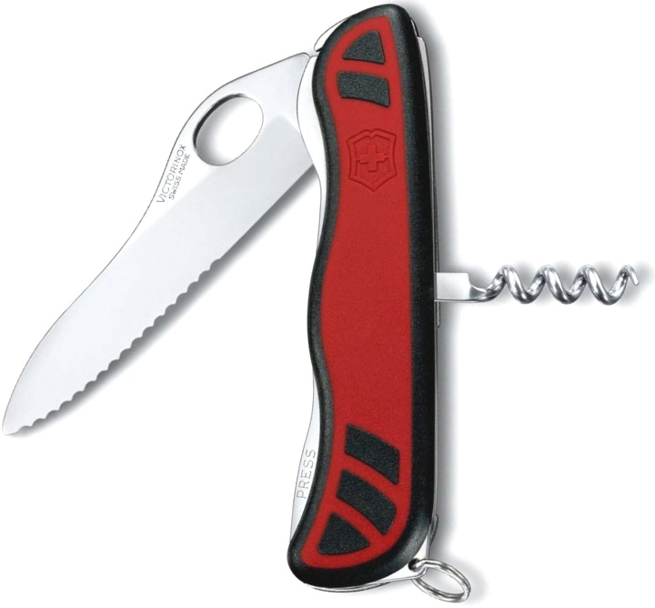 Нож Victorinox Sentinel One Hand, 111 мм, 3 функции, с фиксатором лезвия, красный с черными вставками