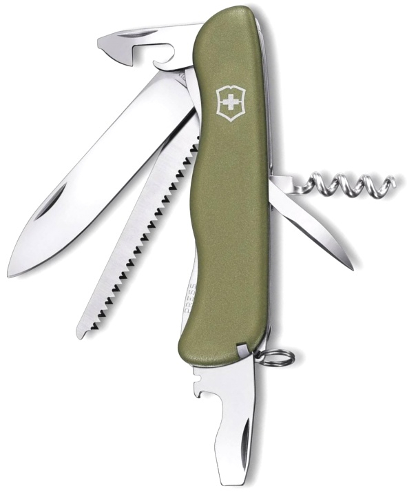 Нож Victorinox Forester, 111 мм, 12 функций, с фиксатором лезвия, зеленый