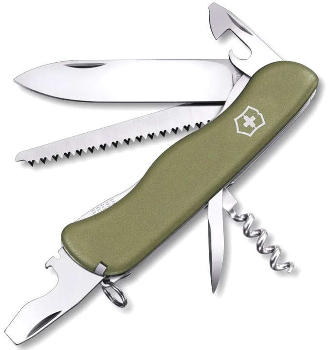 Нож Victorinox Forester, 111 мм, 12 функций, с фиксатором лезвия, зеленый