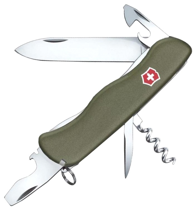 Нож Victorinox Picknicker, 111 мм, 11 функций, с фиксатором лезвия, зеленый