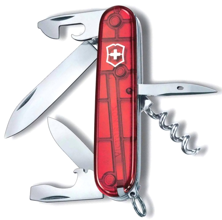 Нож Victorinox Spartan, 91 мм, 12 функций, полупрозрачный красный