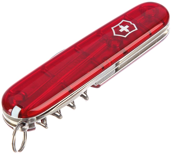 Нож Victorinox Spartan, 91 мм, 12 функций, полупрозрачный красный