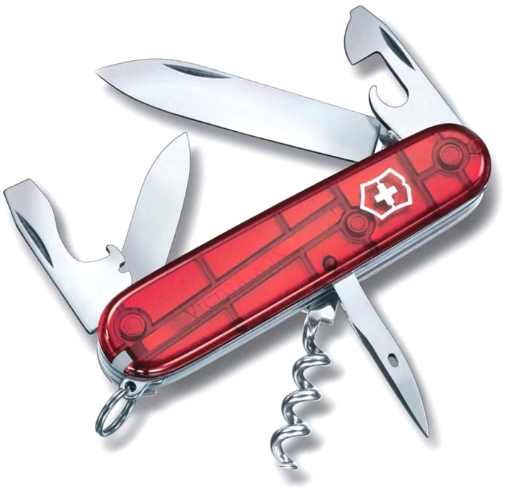 Нож Victorinox Spartan, 91 мм, 12 функций, полупрозрачный красный