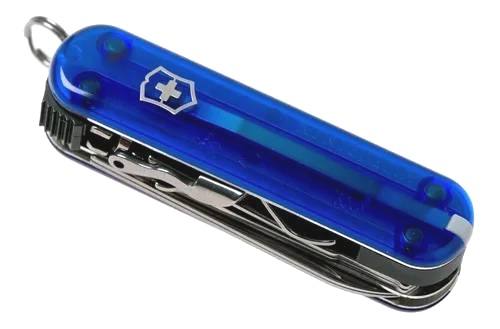  Нож-брелок Victorinox NailClip, 65 мм, 8 функций, полупрозрачный синий